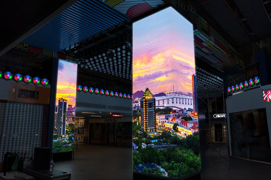 seamless aluminum right angle LED screen clear corner visuals