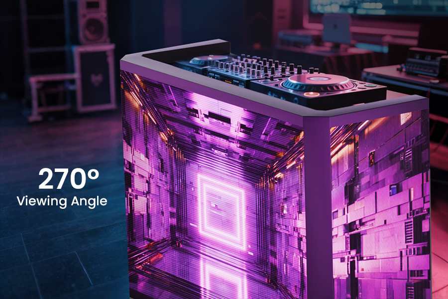 270° panoramic LED DJ booth with immersive visuals