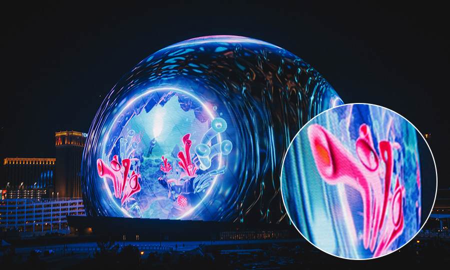 Close-up of The Sphere LED display resolution