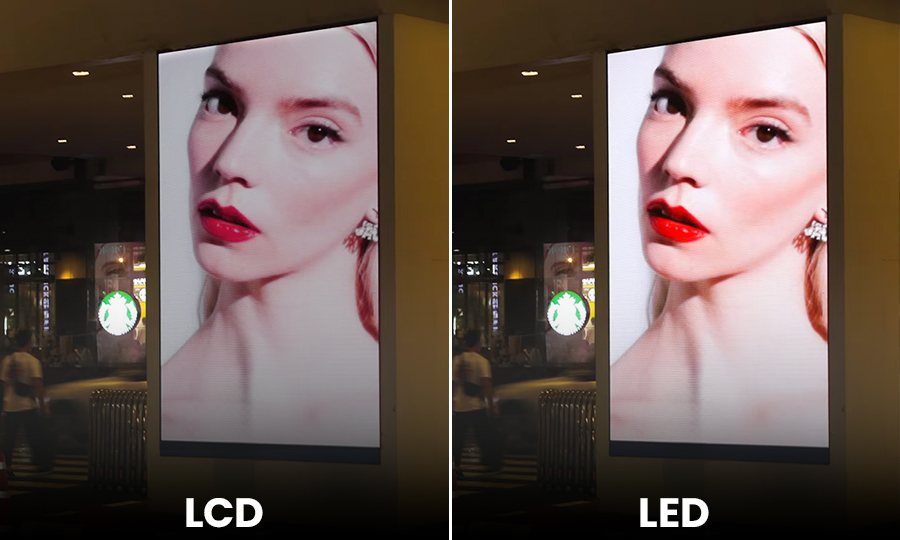 Comparison old display vs. LED display advantages