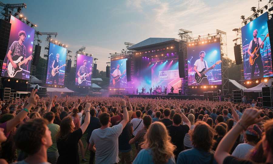 Large LED display at event creating immersive experience