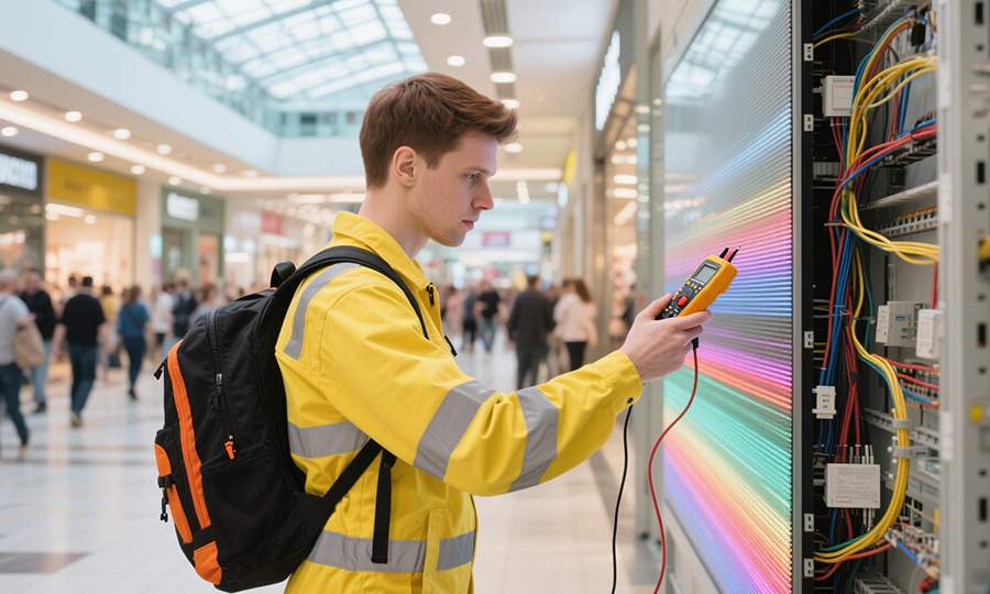 Testing LED display voltage with multimeter