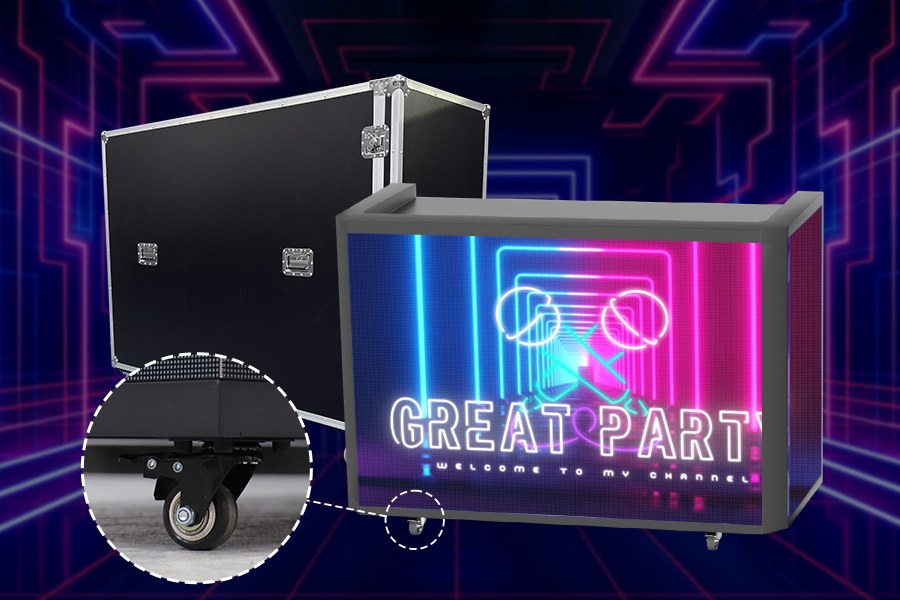 Portable-DJ-table-in-a-rugged-flight-case-with-wheels.