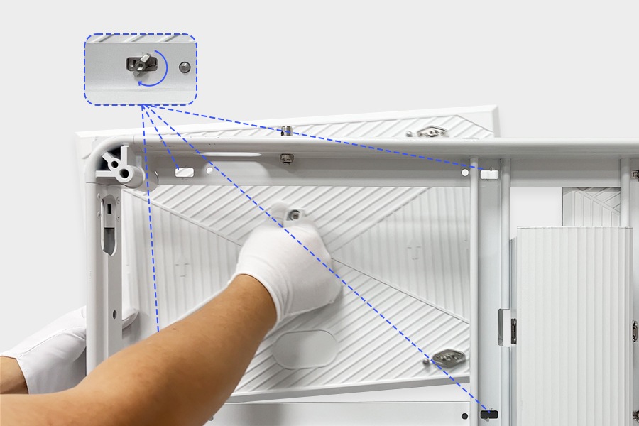 Unlock fast, tool-less front maintenance access