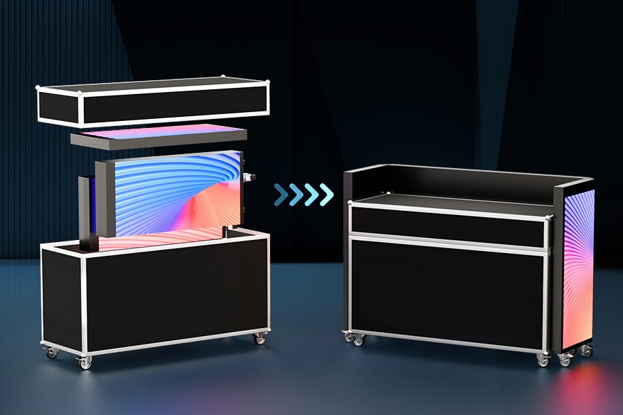 All-in-one DJ booth flight case with wheels