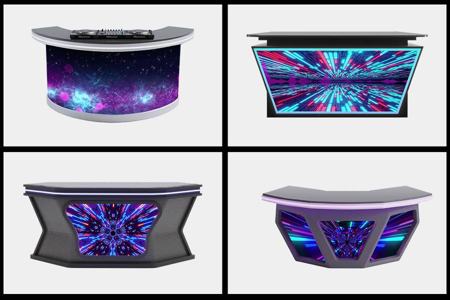 Custom DJ booth design with 3D preview service.