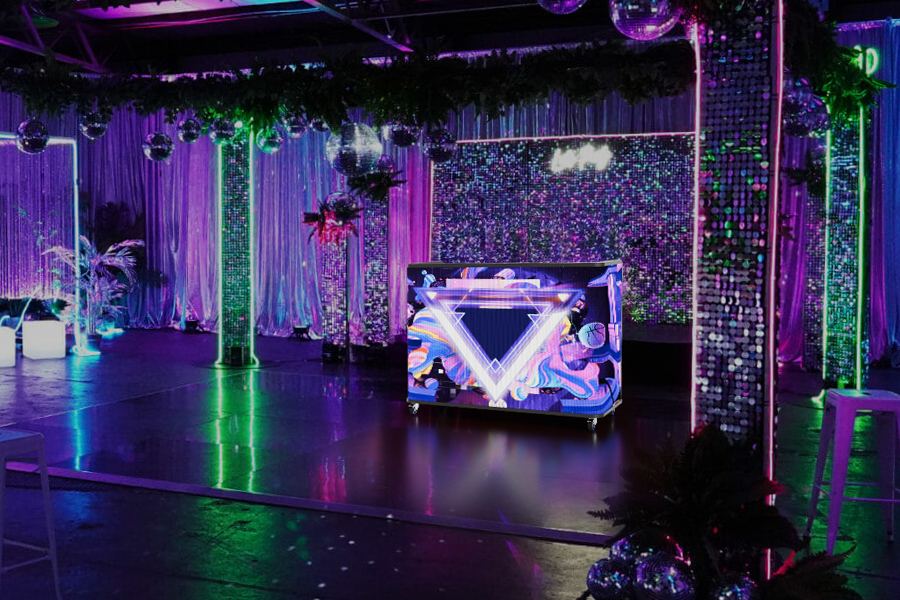 Define your nightclub’s vibe with a signature DJ LED booth