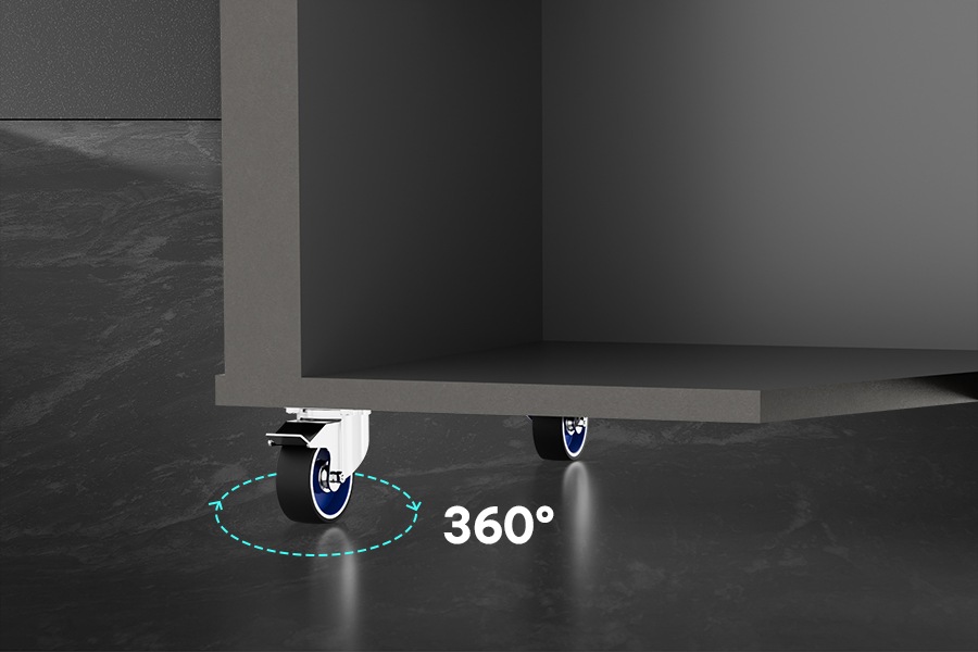 Transport your DJ booth easily with heavy-duty caster wheels