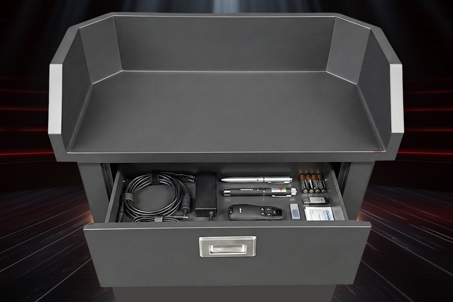 LED Lectern with Hidden Storage Drawer