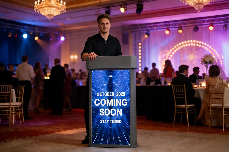 Lightweight Portable Zinc-Alloy LED Podium Structure for One-Person Setup