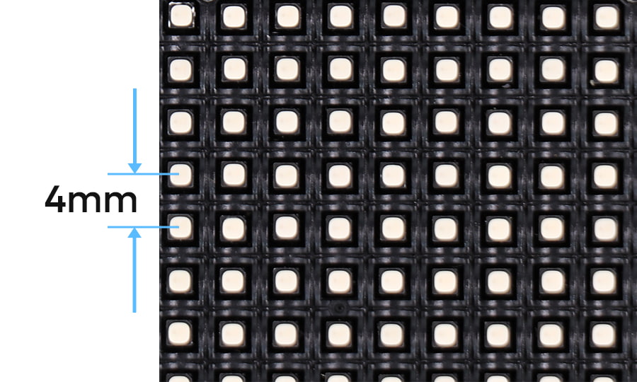Close-up diagram of P4 LED screen 4mm pixel pitch