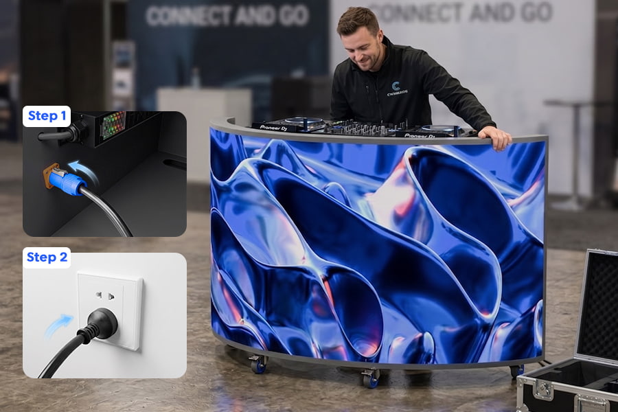 Fast deployment with one-person setup LED DJ Booths