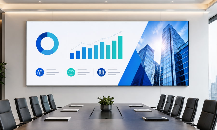 Indoor P4 LED display for a corporate boardroom meeting