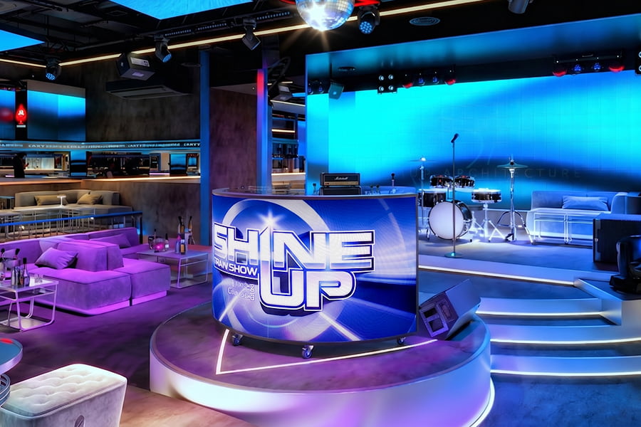 Modern semi-circular LED DJ Booths for nightclubs