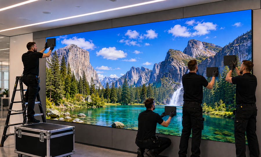 Professional installation of a seamless P4 LED video wall