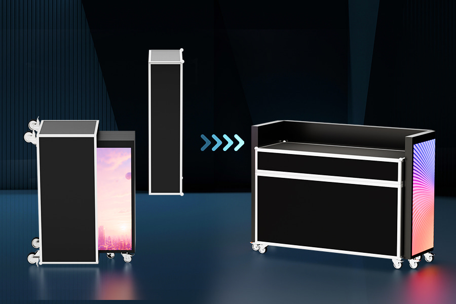 All-in-one DJ booth flight case with wheels